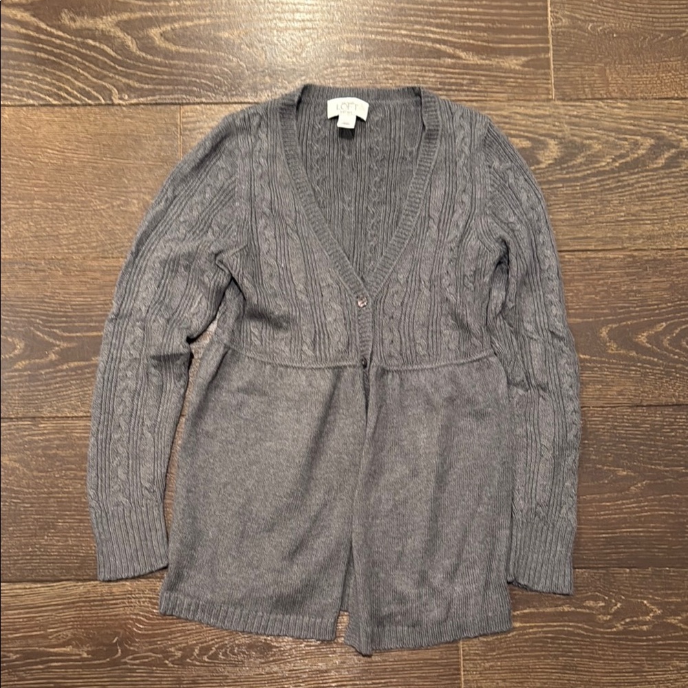 LOFT Gray Lightweight Cardigan Sweater Versatile Knit